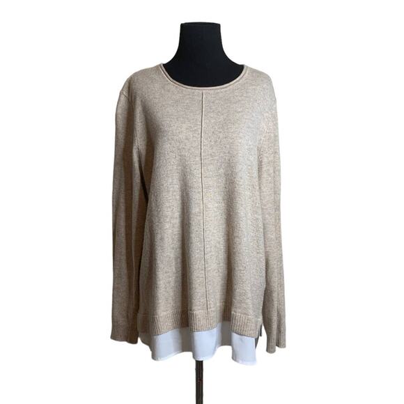 Calvin Klein beige long sleeves faux layered sweater size Large - Picture 7 of 9